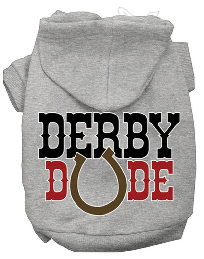 Sudadera con capucha para mascotas, perros y gatos serigrafiada con el texto "Derby Dude"