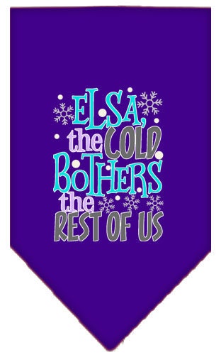 Bandana para mascotas y perros serigrafiada con la frase "Elsa, el frío nos molesta a todos"