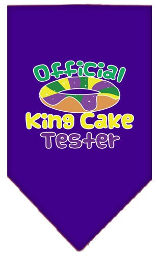 Bandana para mascotas y perros serigrafiada con el texto "King Cake Tester"