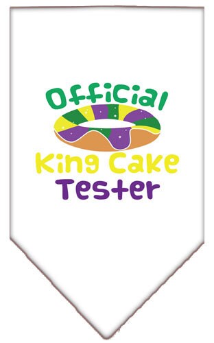 Bandana para mascotas y perros serigrafiada con el texto "King Cake Tester"