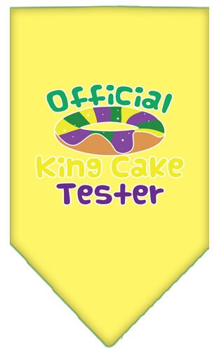 Bandana para mascotas y perros serigrafiada con el texto "King Cake Tester"