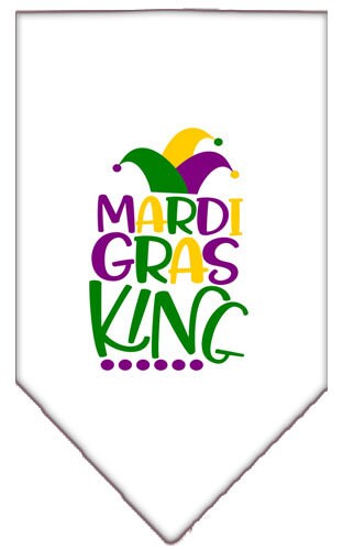 Bandana para mascotas y perros serigrafiada con la frase "Mardi Gras King"