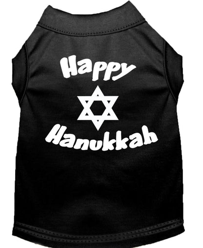 Camiseta para perros y gatos de Hanukkah serigrafiada con la frase "Happy Hanukkah"