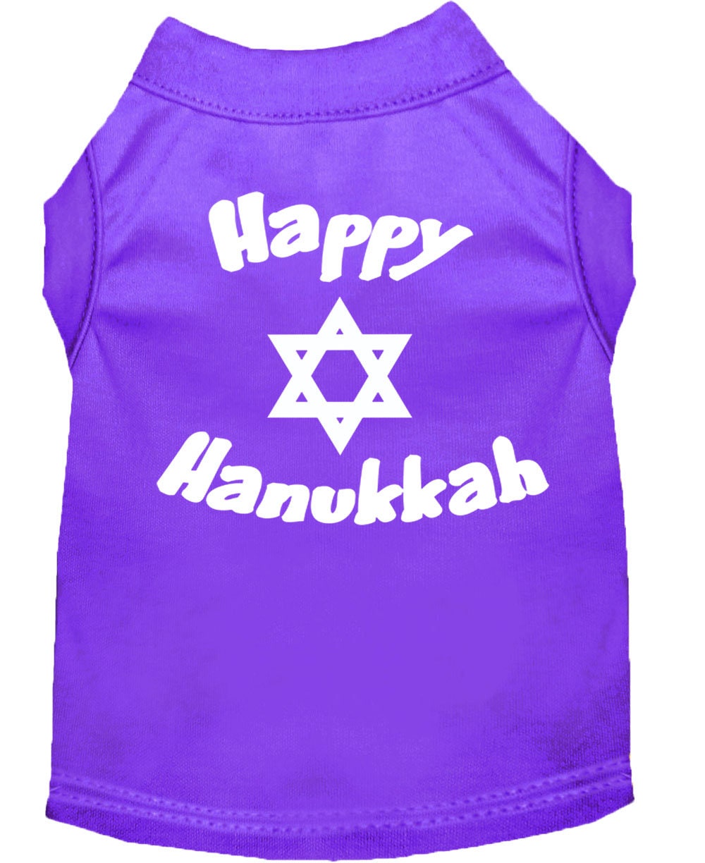 Camiseta para perros y gatos de Hanukkah serigrafiada con la frase "Happy Hanukkah"