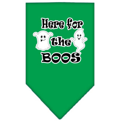 Bandana para perros y mascotas de Halloween serigrafiada con la frase "Here For The Boos"