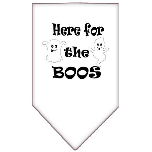 Bandana para perros y mascotas de Halloween serigrafiada con la frase "Here For The Boos"