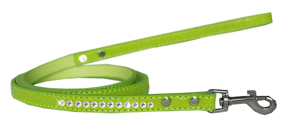 Dog, Puppy & Pet Designer Croc Leash, "One Row Clear Crystal"