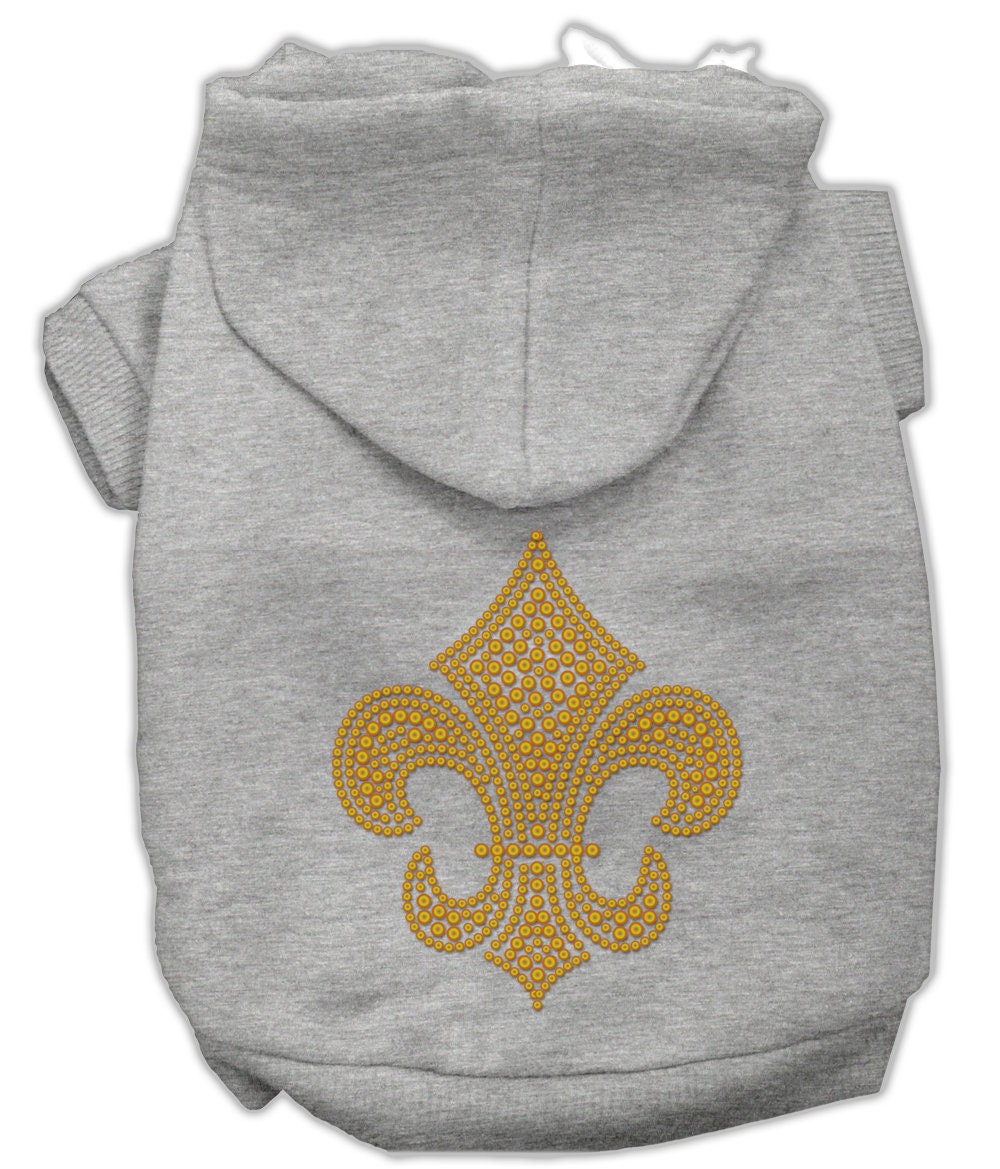 Pet, Dog & Cat Hoodie Rhinestone, "Gold Fleur De Lis"