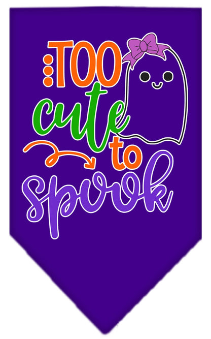 Bandana para perros y mascotas de Halloween serigrafiada con la frase "Too Cute To Spook - Girly Ghost"