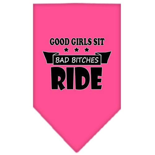 Bandana para mascotas y perros serigrafiada con la frase "Bitches Ride"