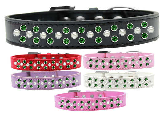 Collar de moda para perros, cachorros y mascotas, con adornos de cristales en verde perla y esmeralda