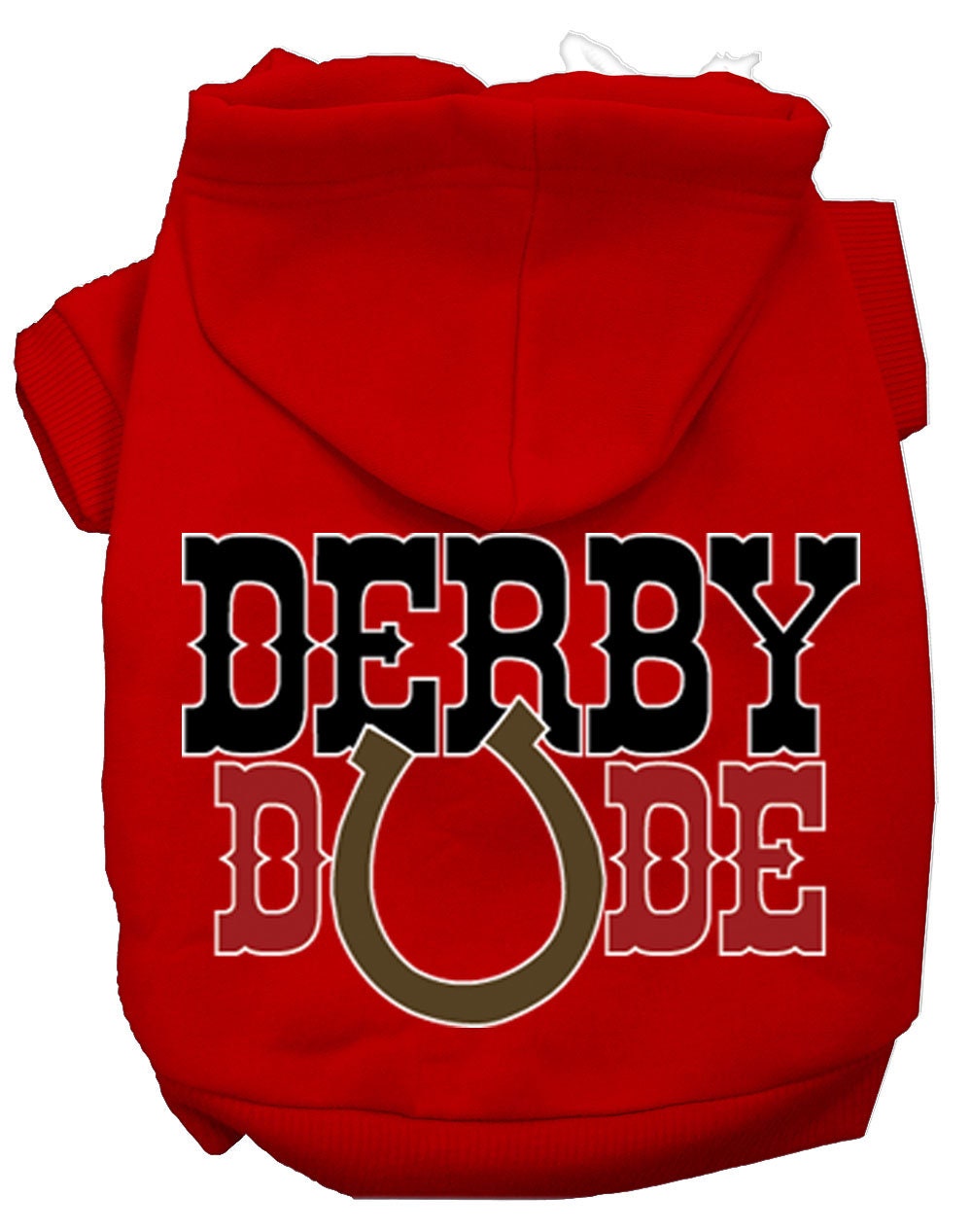 Sudadera con capucha para mascotas, perros y gatos serigrafiada con el texto "Derby Dude"