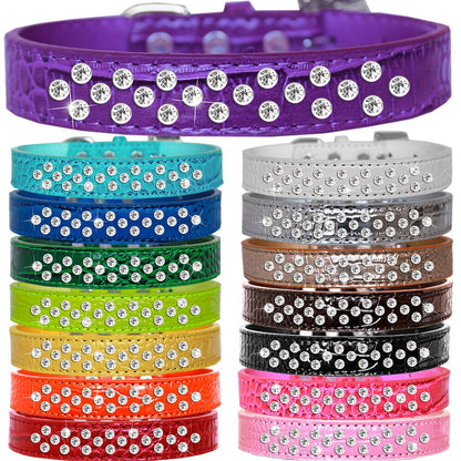 Collar de cocodrilo de diseño para perros, cachorros y mascotas, "Sprinkles Clear Jewel Rimsets"