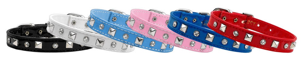 Collar para perros, cachorros y mascotas, "Patent Crystal &amp; Pyramid"