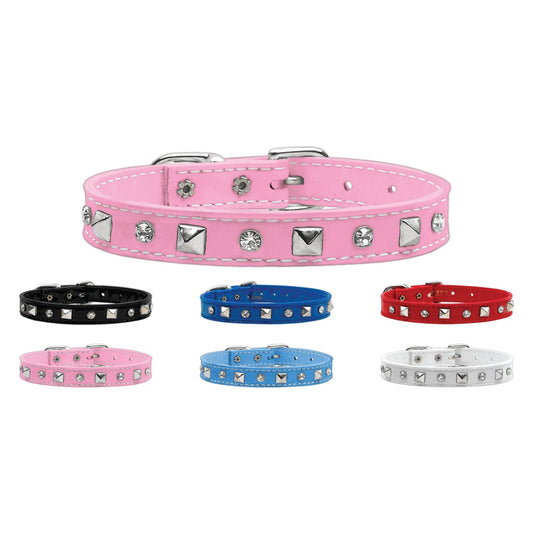 Collar para perros, cachorros y mascotas, "Patent Crystal &amp; Pyramid"