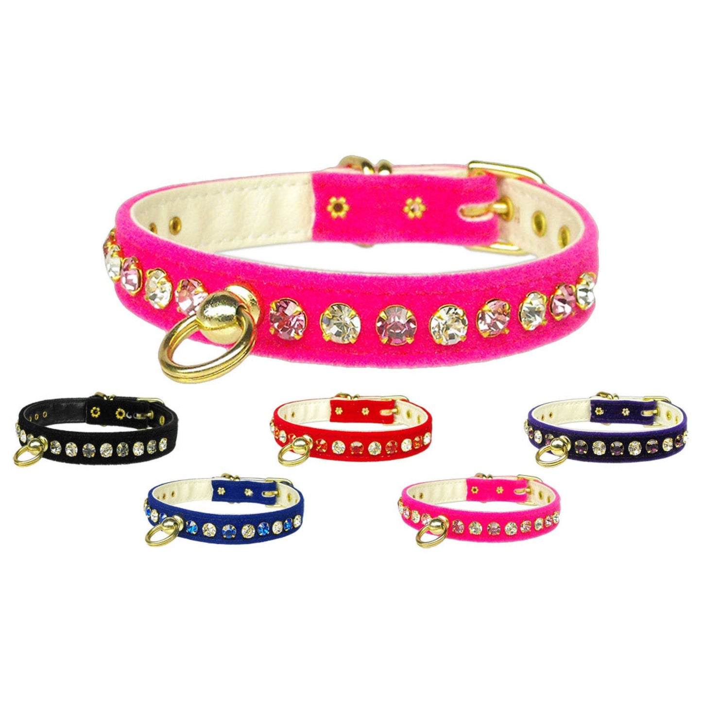 Collar para perros, cachorros y mascotas, "Velvet Deluxe"