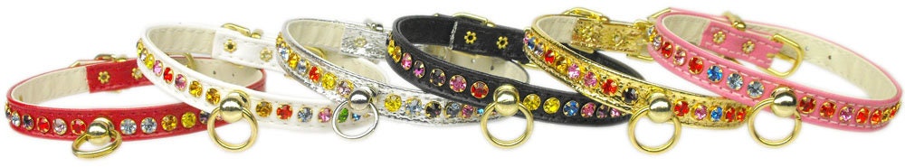 Collar para perros, cachorros y mascotas, "Conjunto de joyas de cristal de confeti de una fila n.° 26"