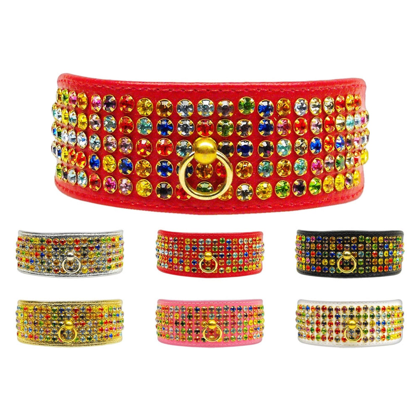 Collar para perros, cachorros y mascotas, "Conjunto de joyas de confeti de cinco filas"