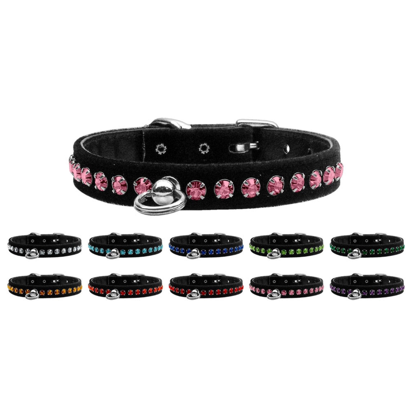 Collar para perros, cachorros y mascotas, "Black Velvet Crystal Elite"