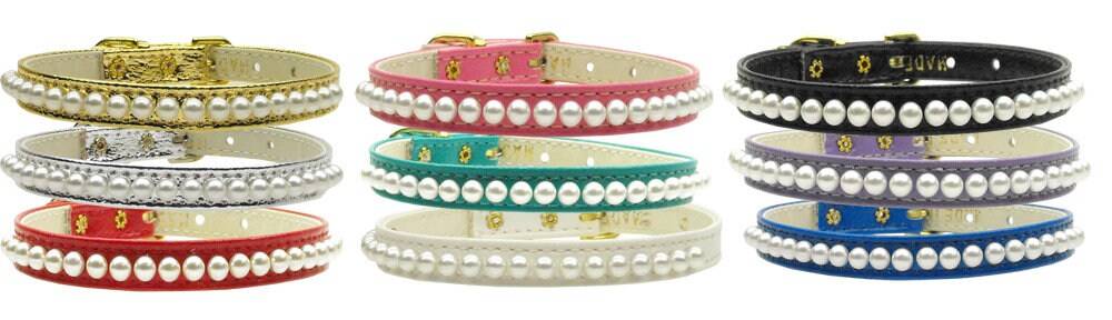 Dog, Puppy & Pet Collar, "3/8" Wide Pearl"