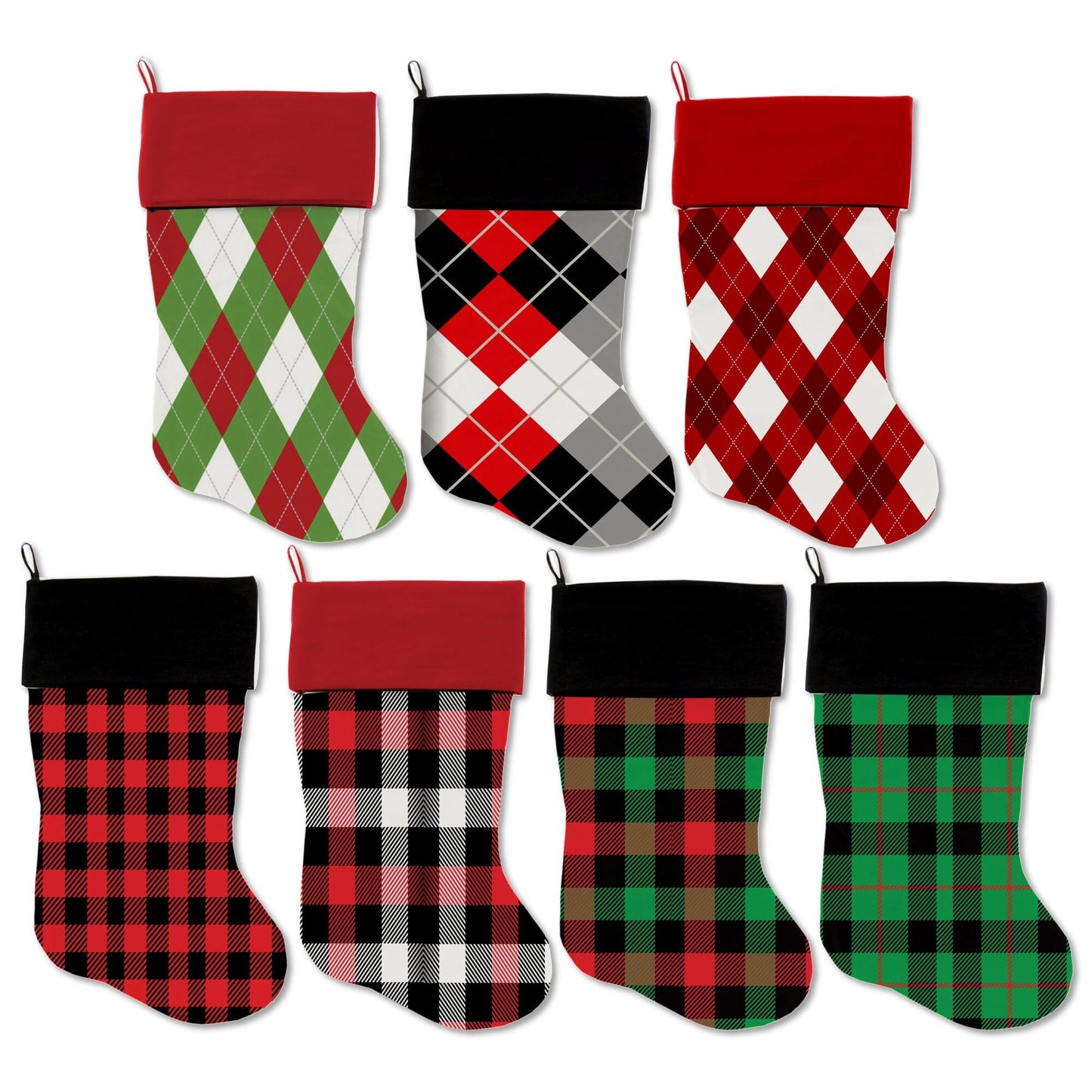 Christmas Velvet Stocking, "Christmas Plaids & Argyles Group" **Choose from 7 different patterns!**