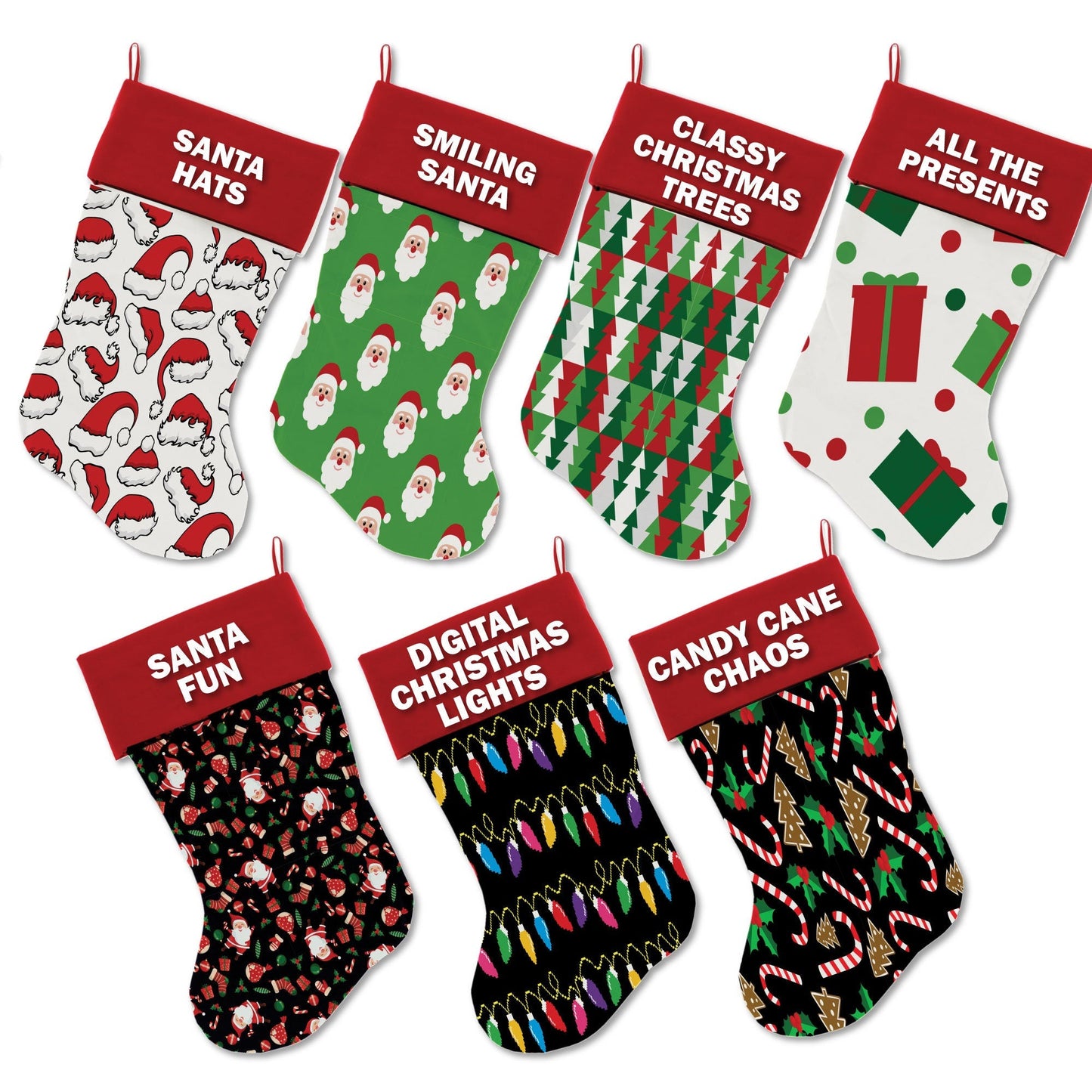 Christmas Velvet Stocking, "Santa Group" **Choose from 7 different patterns!**