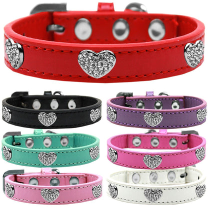 Dog, Puppy & Pet Premium Collar, "Clear Crystal Heart"