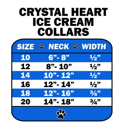 Collar con forma de helado para perros, cachorros y mascotas, "Corazón de cristal transparente"