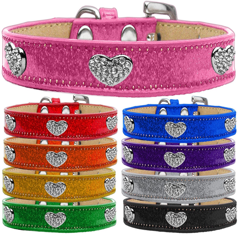 Collar con forma de helado para perros, cachorros y mascotas, "Corazón de cristal transparente"