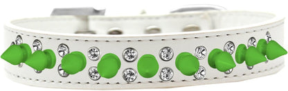 Pet and Dog Spike Collar, "Double Crystal & Neon Green Spikes"