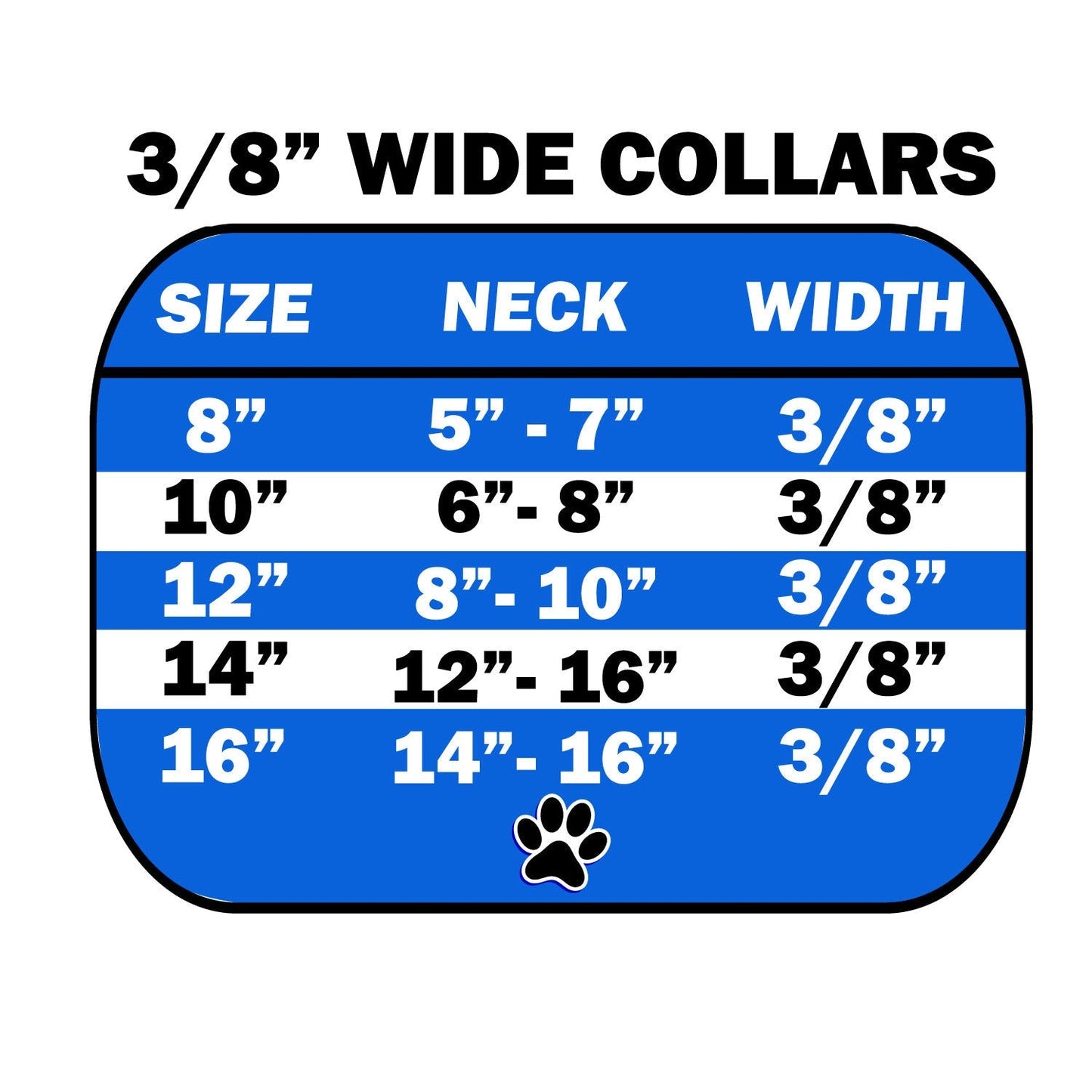 Dog, Puppy & Pet Plain Collar, "3/8" Wide Animal Print"