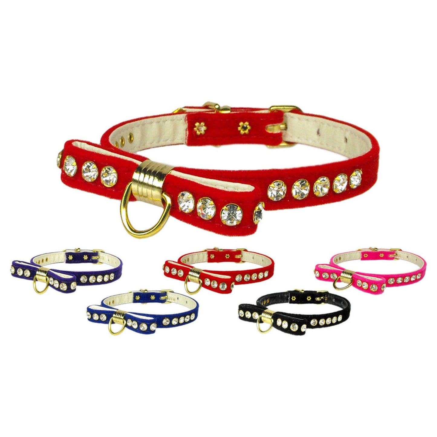 Collar para perros, cachorros y mascotas, "Lazo de terciopelo"