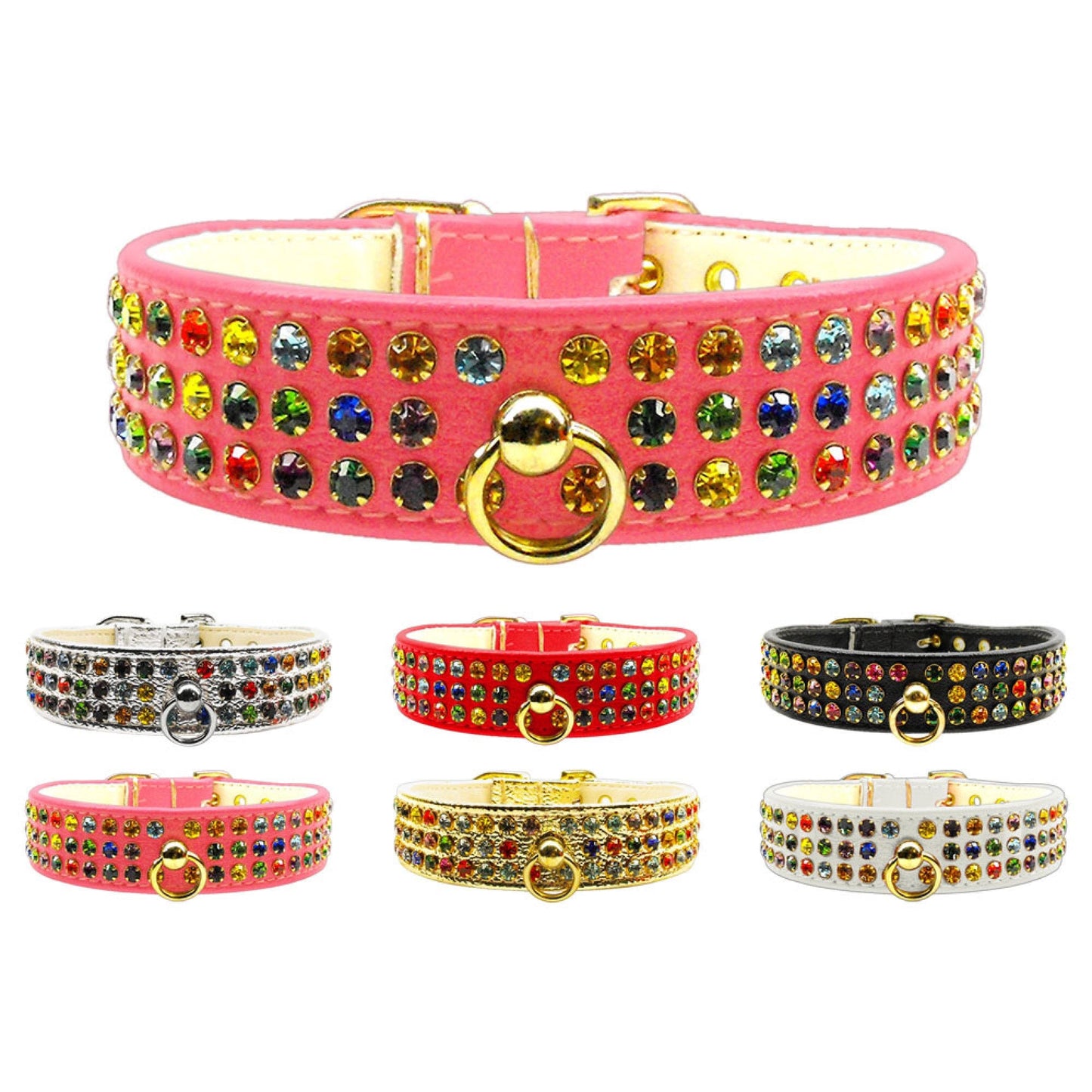 Collar para perros, cachorros y mascotas, "Conjunto de joyas de confeti de tres filas Mardi Gras"