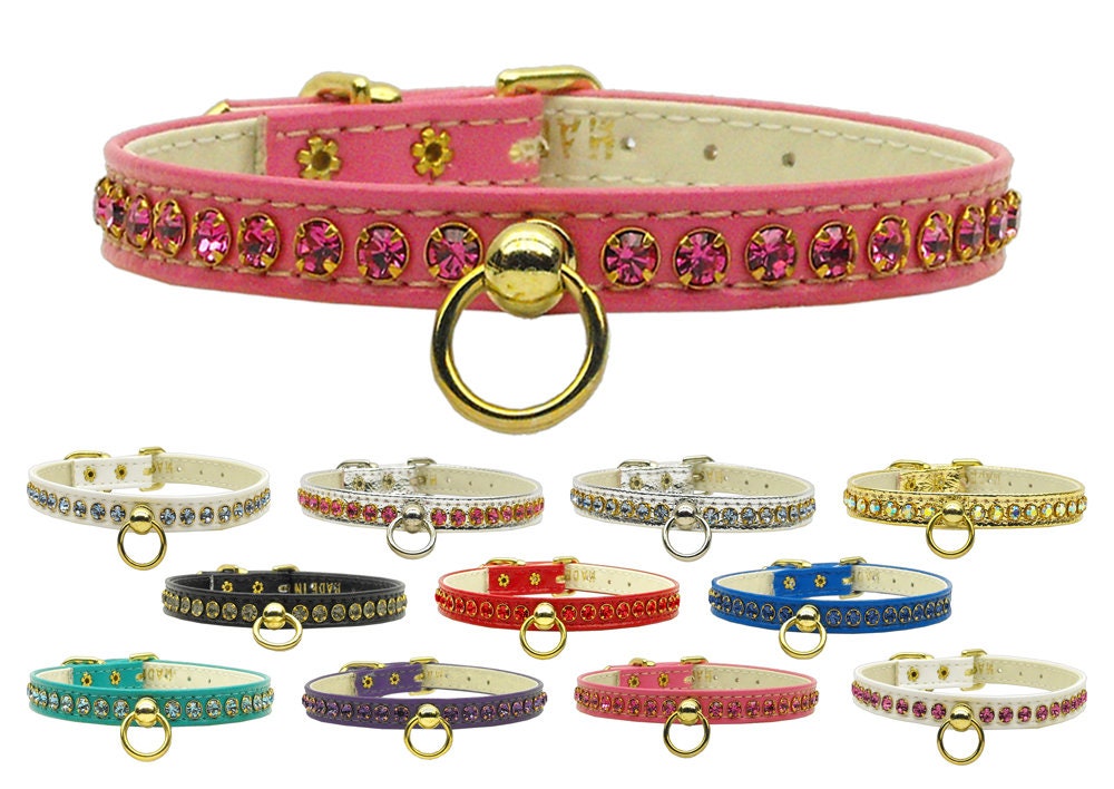 Collar para perros, cachorros y mascotas, "Petite Rhinestone"