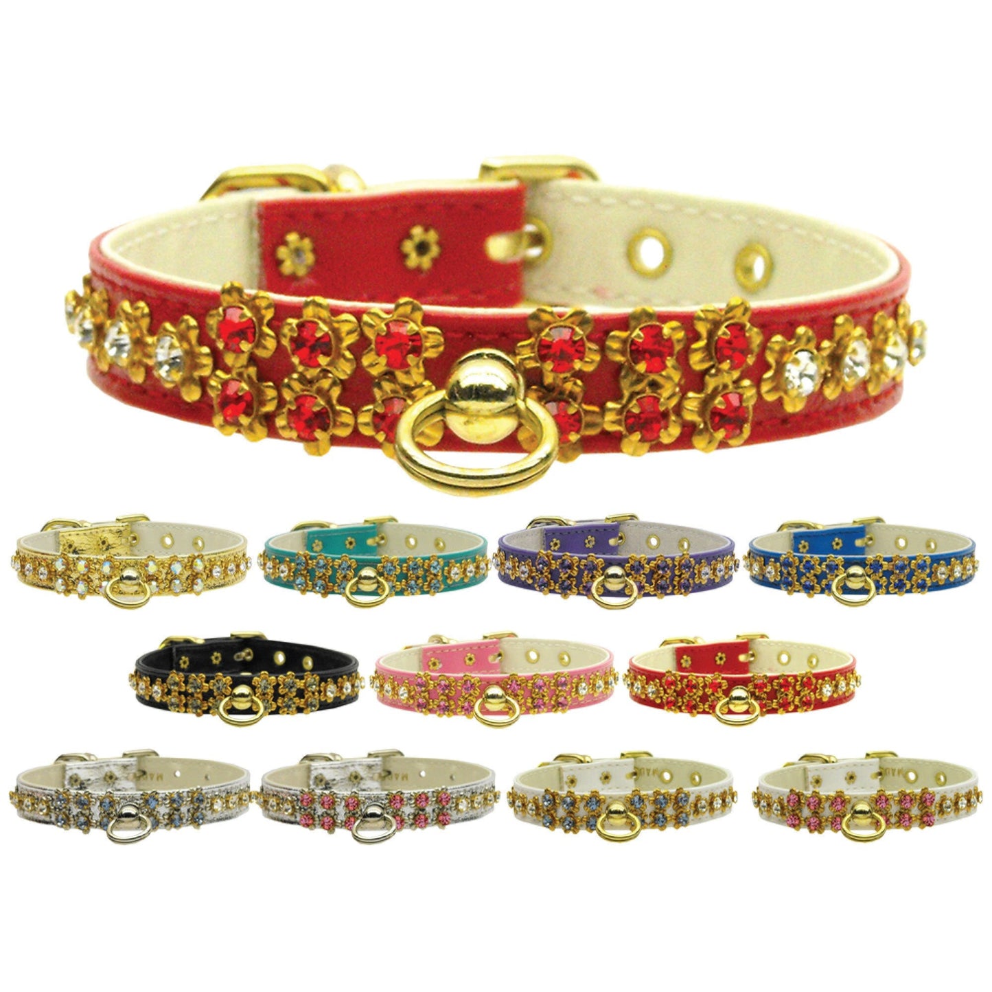 Collar para perros, cachorros y mascotas, "Flor de cristal con efecto de rayos de sol"