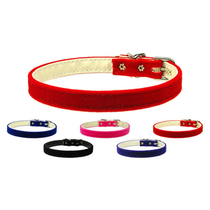 Collar liso para perros, cachorros y mascotas, terciopelo de 3/8"