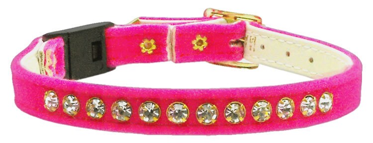 Collar de seguridad prémium para gatos, "Velvet One Row Rhinestone"