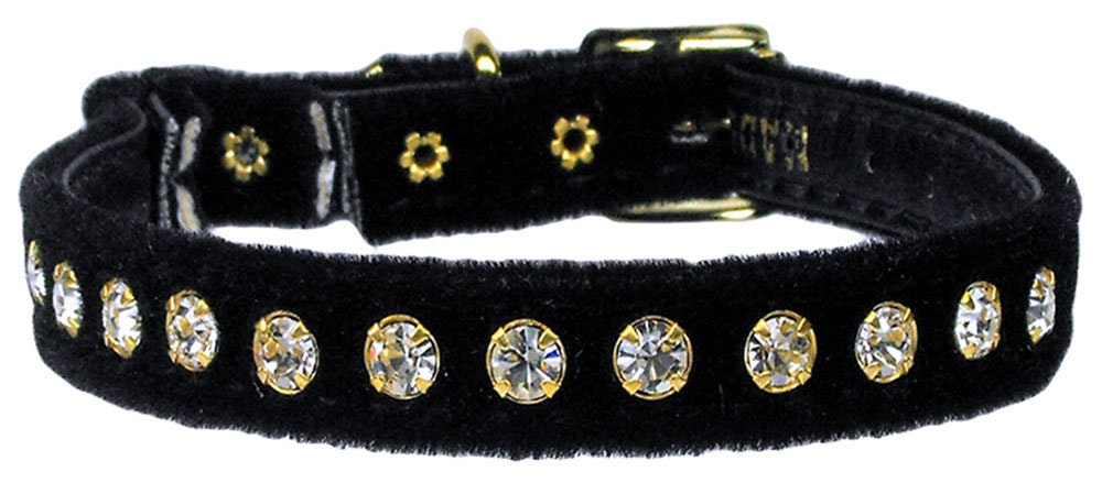 Collar de seguridad premium para gatos con banda, "Velvet One Row Rhinestone"