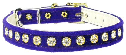 Collar de seguridad premium para gatos con banda, "Velvet One Row Rhinestone"