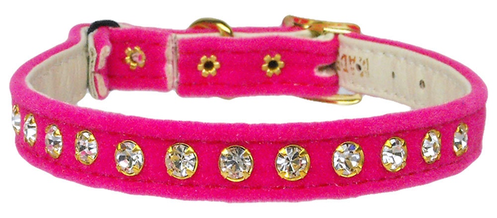 Collar de seguridad premium para gatos con banda, "Velvet One Row Rhinestone"