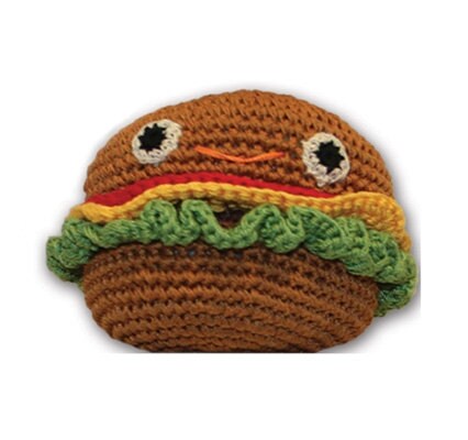 Knit Knacks Organic Cotton Pet & Dog Toys, "Food Collection" (Choose from: Hamburger, Hot Dog, Drumstick, Pizza, Soda, or Ice Cream Cone)