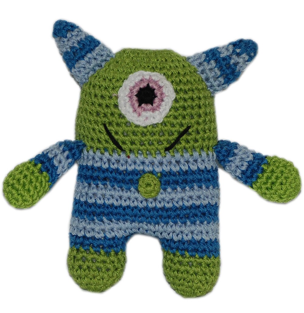 Juguetes para perros y mascotas de algodón orgánico Knit Knacks (elige entre: pizza, aguacate, monstruo, tiburón, ballena o cactus)