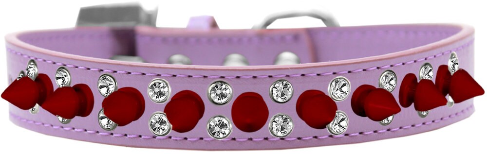 Collar con pinchos para perros y mascotas, "Doble cristal y pinchos rojos"