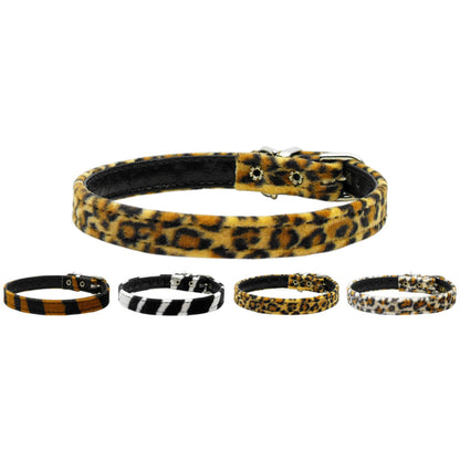 Dog, Puppy & Pet Plain Collar, "3/8" Wide Animal Print"