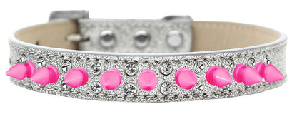 Dog, Puppy and Pet Ice Cream  Collar, "Double Crystal & Bright Pink Spikes"