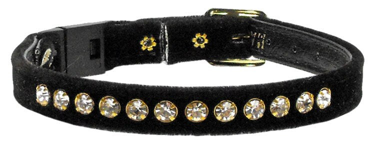 Collar de seguridad prémium para gatos, "Velvet One Row Rhinestone"