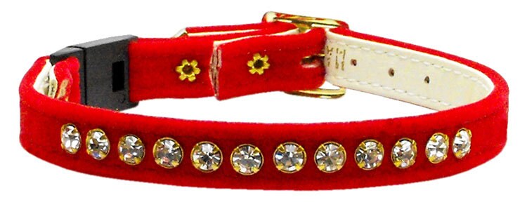 Collar de seguridad prémium para gatos, "Velvet One Row Rhinestone"