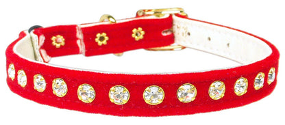 Collar de seguridad premium para gatos con banda, "Velvet One Row Rhinestone"