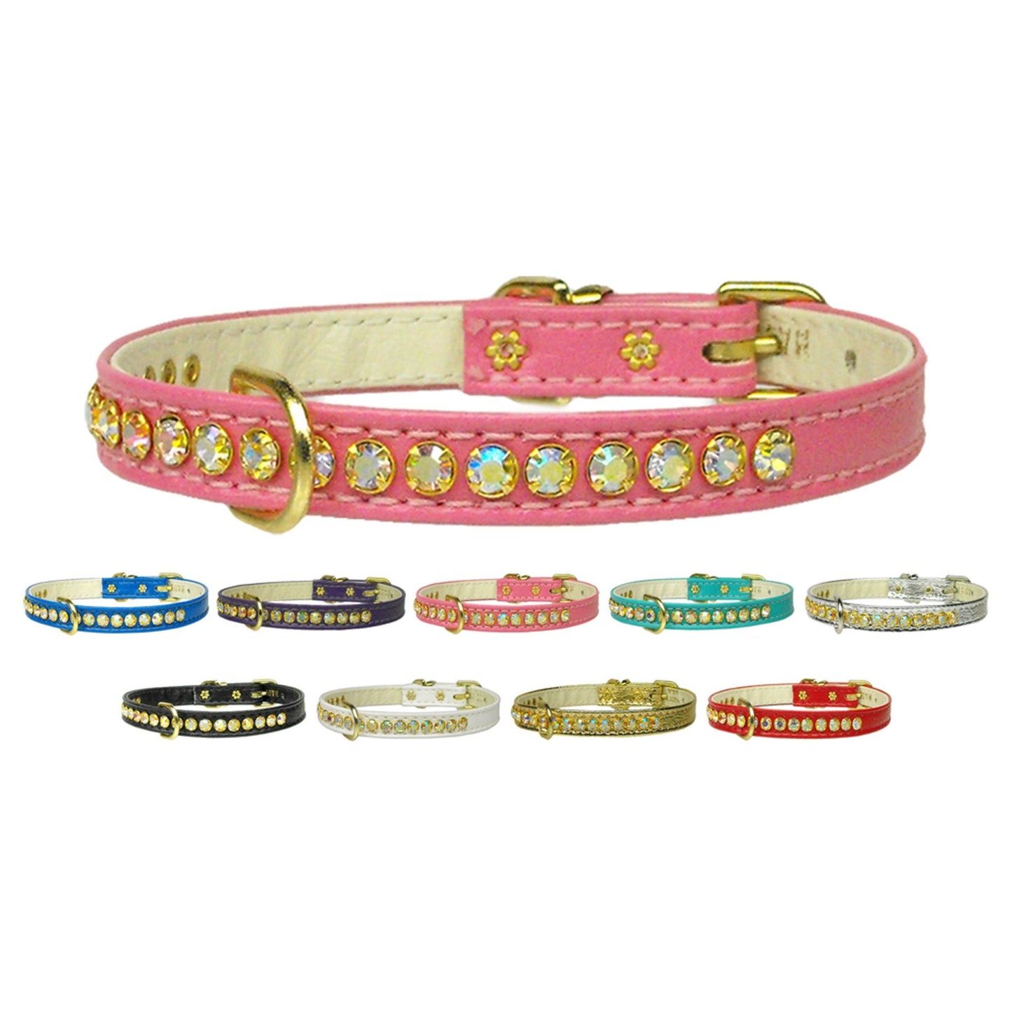 Collar para perros, cachorros y mascotas, "Conjunto de joyas Beverly con cristales de la aurora boreal"