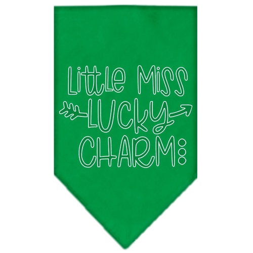 Bandana para mascotas y perros serigrafiada con la frase "Little Miss Lucky Charm"